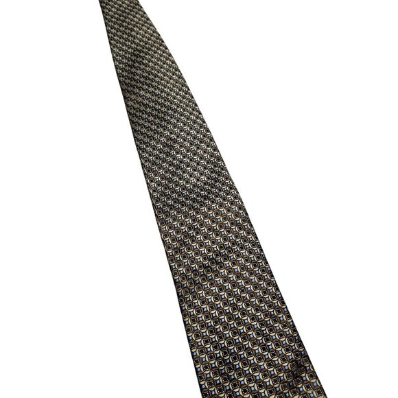 Daniel Cremieux Handmade Silk Tie Geometric Pattern‎ Brown & Blue Standard Size - Picture 3 of 6